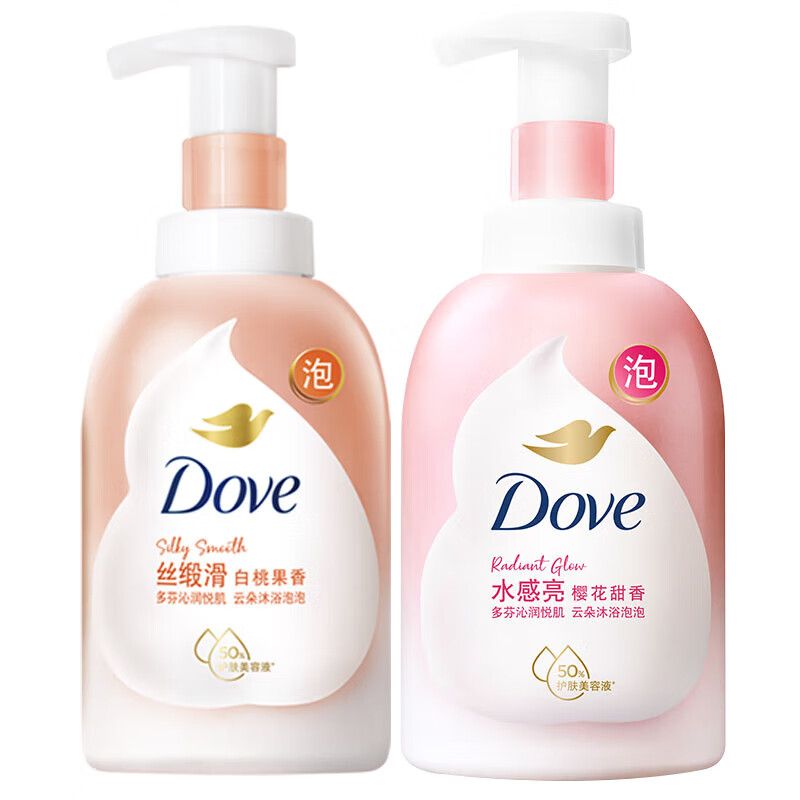 京东直供 多芬（Dove）泡沫沐浴露 400ML*2瓶 樱花+白桃 清洁亮肤 男女通用