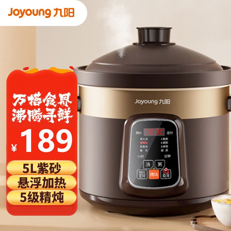 九阳  （Joyoung）电炖锅电炖盅5L大容量紫砂 预约电砂锅大功率 陶瓷煮粥煲汤锅DGD50-05AK