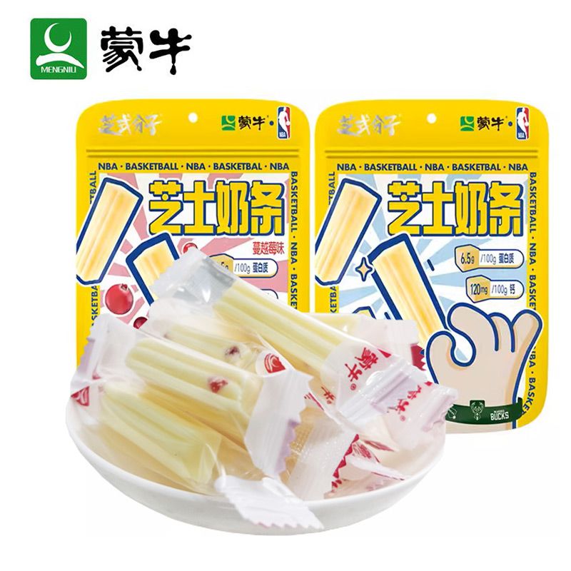 牛哥乐 蒙牛芝士奶条108g*2袋儿 童休闲零奶酪棒酸奶棒酸奶条蔓越莓味奶条独立小包