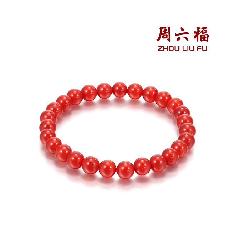 周六福 红玛瑙手串约6mm珠子散珠串珠佛珠手链