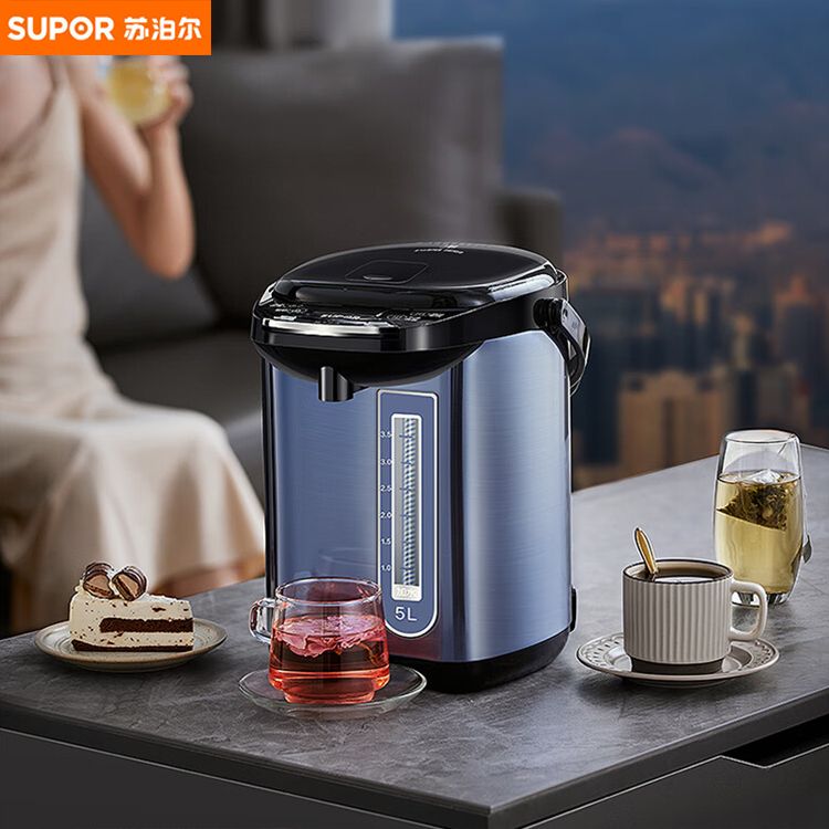 苏泊尔 电热水壶家用5L大容量双层防烫电水壶烧水壶316L不锈钢智能恒温电热水瓶一键除氯煮水壶