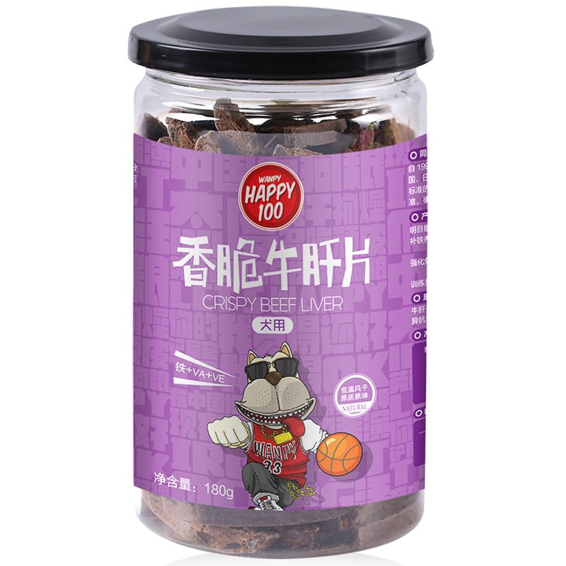 京东直供 顽皮happy100香脆牛肝片180g成犬宠物狗零食