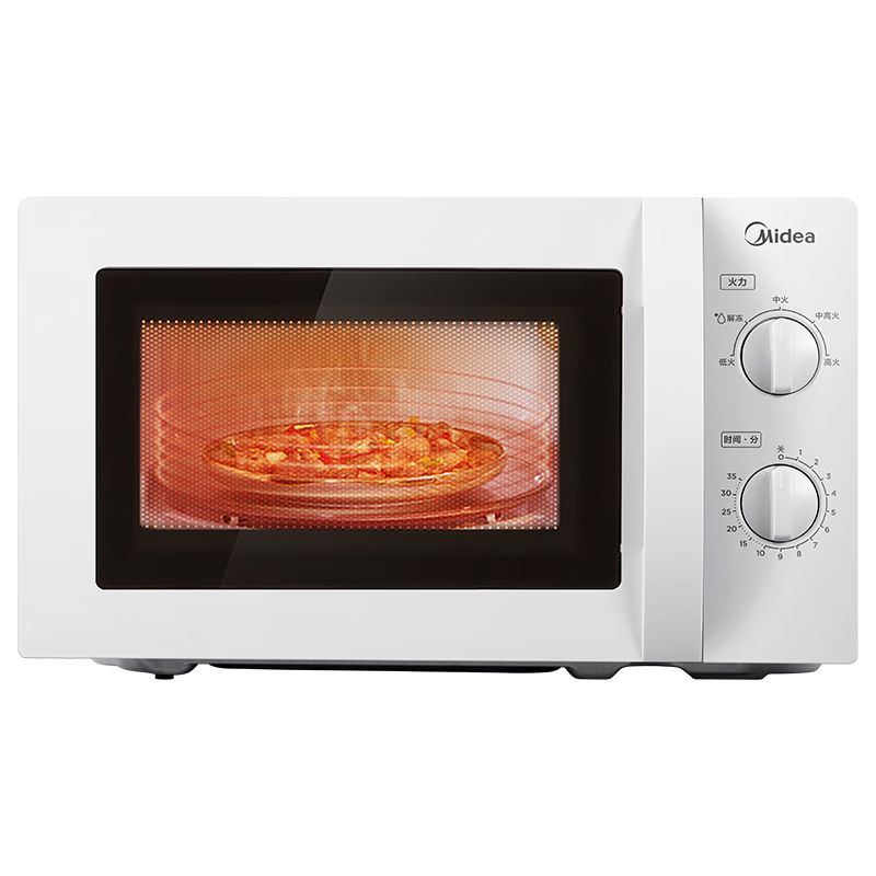 京东直供 美的（Midea）快捷微波炉 家用小型 360°转盘加热 旋钮操控 易洁内胆（M1-L213B）