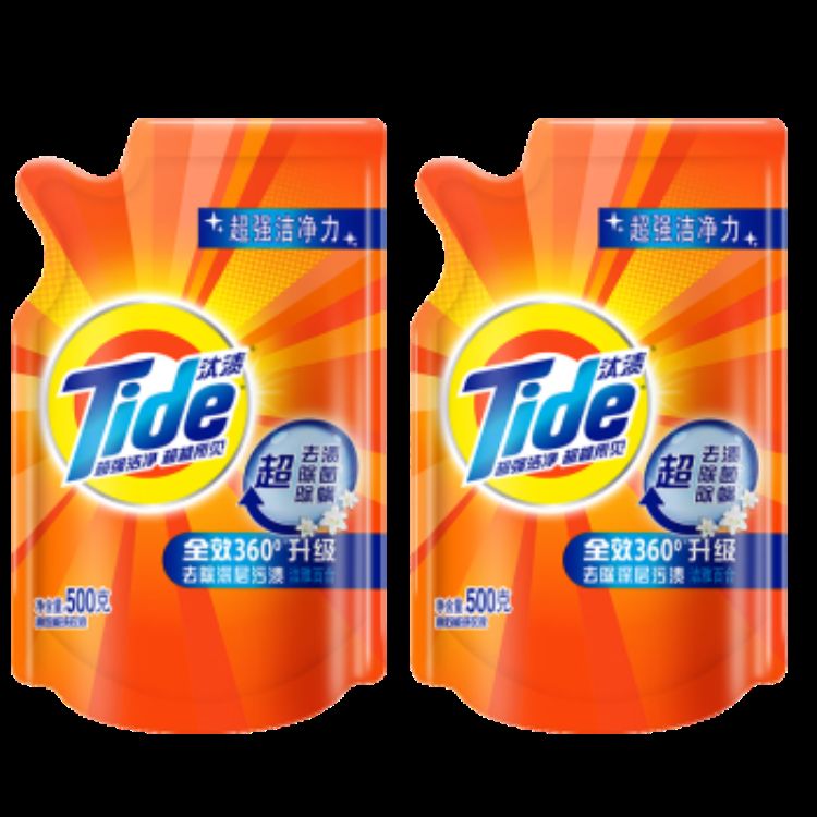 汰渍 全效360度洗衣液洁雅百合香型500g*2（两包）（新旧包装随机发货）