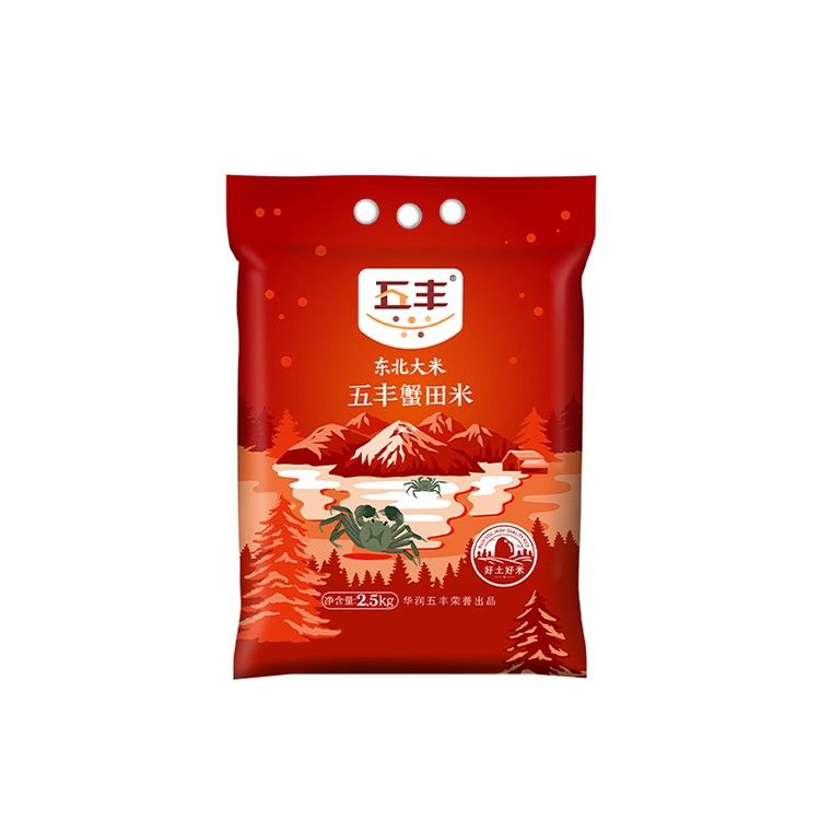 五丰 东北大米 盘锦大米 蟹田米 蟹稻大米2.5kg 真空包装