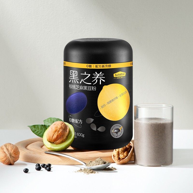 五谷磨房  核桃芝麻黑豆粉600g（无糖款） 黑之养黑芝麻糊黑米黑豆杂粮饱腹代餐早餐 【积分兑换】