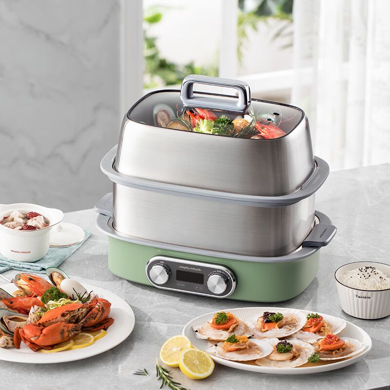 MORPHY RICHARDS  摩飞电器摩飞极速蒸锅双层多功能隔水蒸炖锅预约定时大容量MR1168