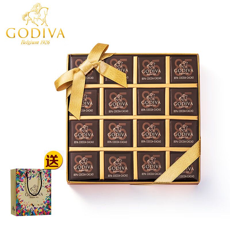 京东直供 歌帝梵（GODIVA）85%黑巧克力礼盒32片比利时进口零食母亲520情人节生日礼物女妈妈