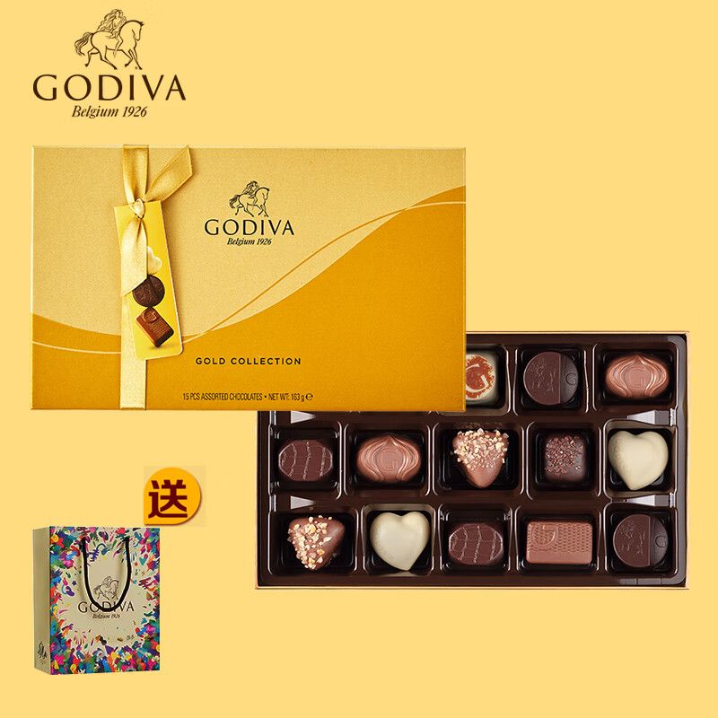 京东直供 歌帝梵（GODIVA）巧克力礼盒金装15比利时进口零食520情人节生日礼物送女友老婆
