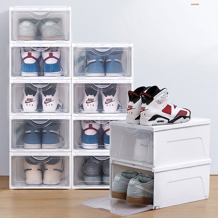 美丽雅 鞋盒 透明AJ鞋盒 前开式收纳盒 可重叠收纳柜收纳箱 家用防尘储物箱套装