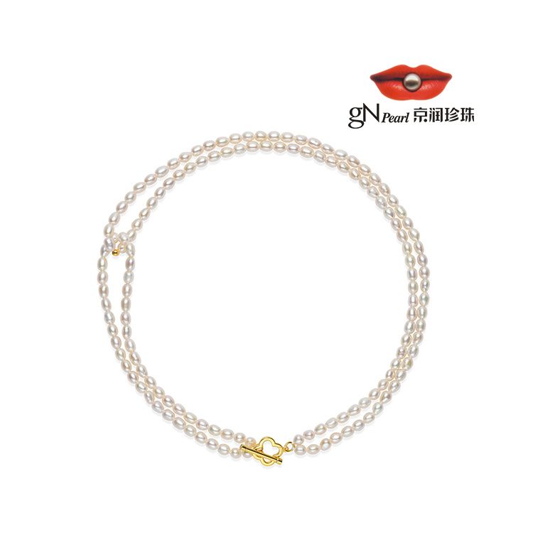 gN pearl/京润珍珠 知禾 S925银淡水珍珠项链 4-5mm 米形白色