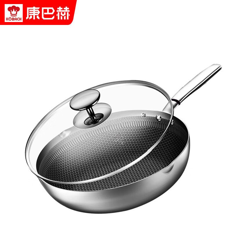 京东直供 康巴赫 不粘锅 德系316L不锈钢煎炒两用锅 家用炒菜锅 30cm JCG30D1