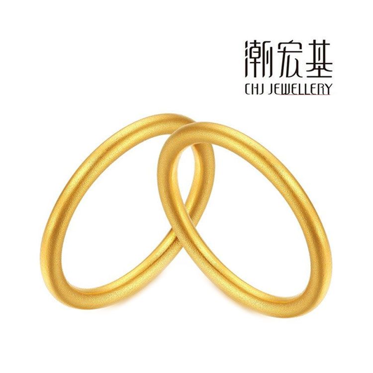 潮宏基 小金圈古法黄金-PC戒指三生三世黄金戒指女祥瑞吉祥金 10017403