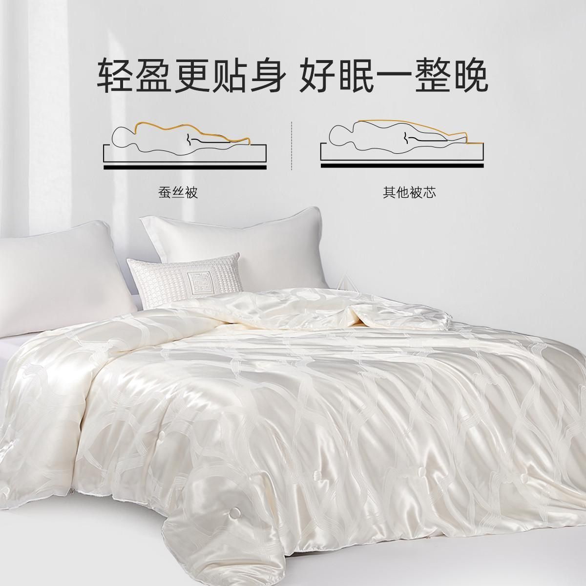 水星家纺 100%蚕丝被春秋被冬被二合一被夏被夏凉被芯床上用品被芯