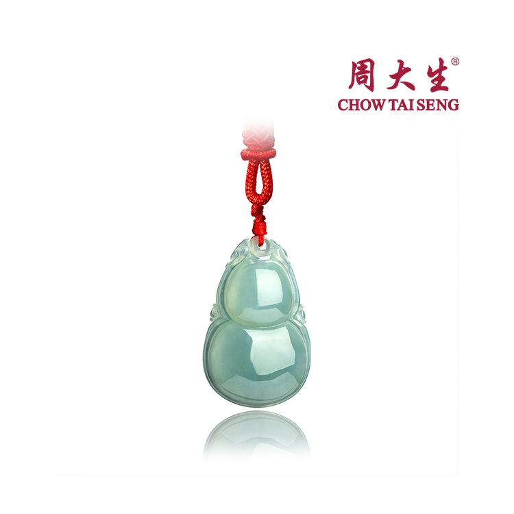 周大生 天然A货冰种油青葫芦吊坠