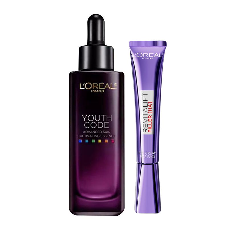 L'oreal/欧莱雅 面部护肤套装 紫熨斗眼霜30ml+小黑瓶肌底液75ml 韩国进口 强韧肌底 Star Beauty