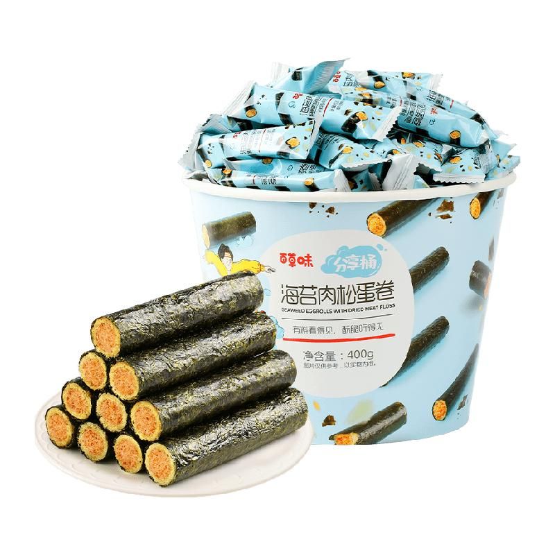 天猫 百草味海苔肉松蛋卷400g*1饼干儿童孕妇海味休闲食品零食小吃饼干 升级版 .