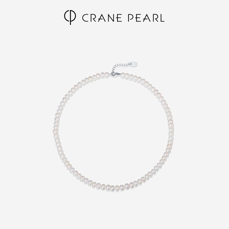 gN pearl/京润珍珠 蔻润系列项链 含萱淡水珍珠全珠链时尚简约百搭女珠宝白色扁圆形
