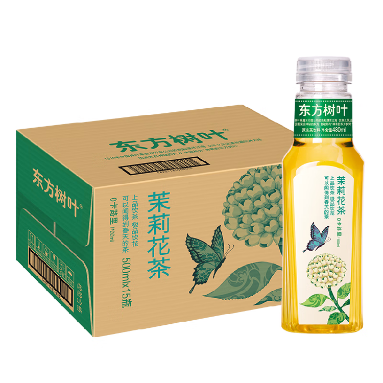 农夫山泉 东方树叶茉莉花茶500ml*15瓶 0糖0脂0卡无糖茶饮料【直播推荐】