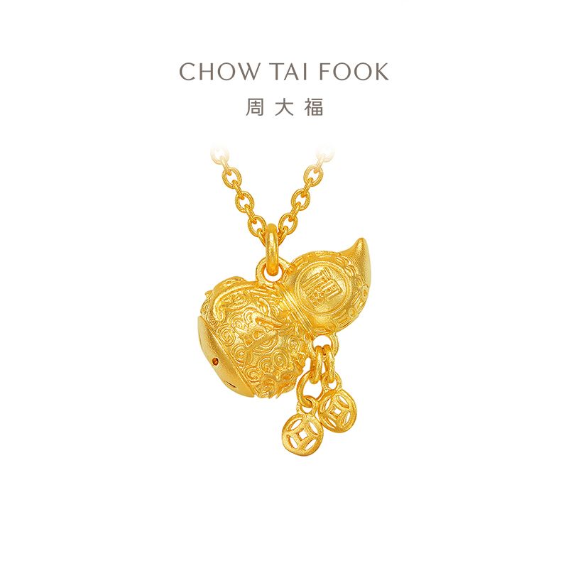 周大福 传承经典福禄葫芦足金黄金项链计价（工费920元）F234569 