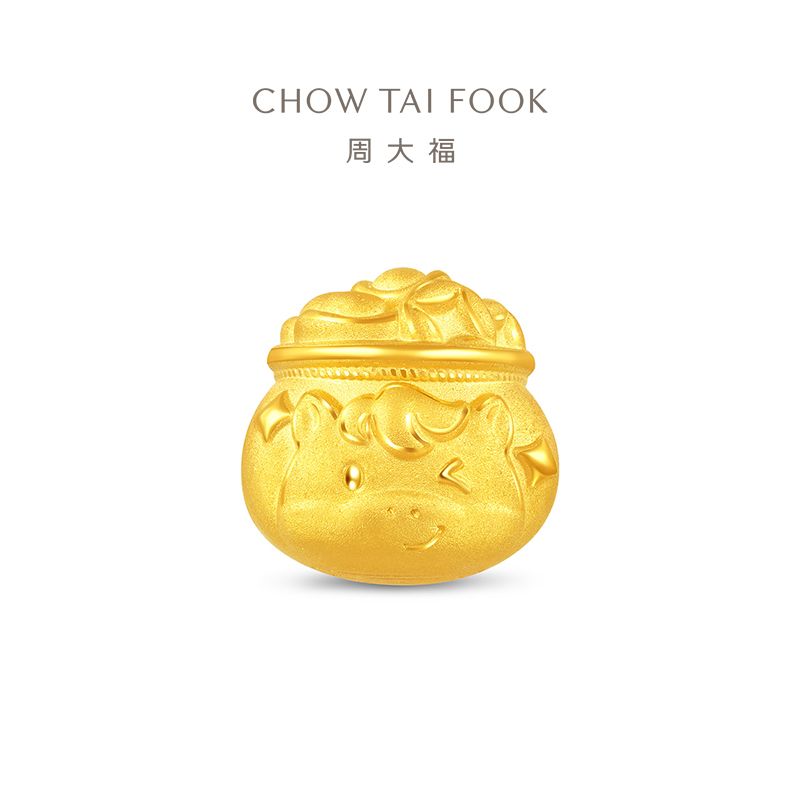周大福 马年生肖系列招财聚宝盆足金黄金转运珠吊坠配绳 定价 EOR1543