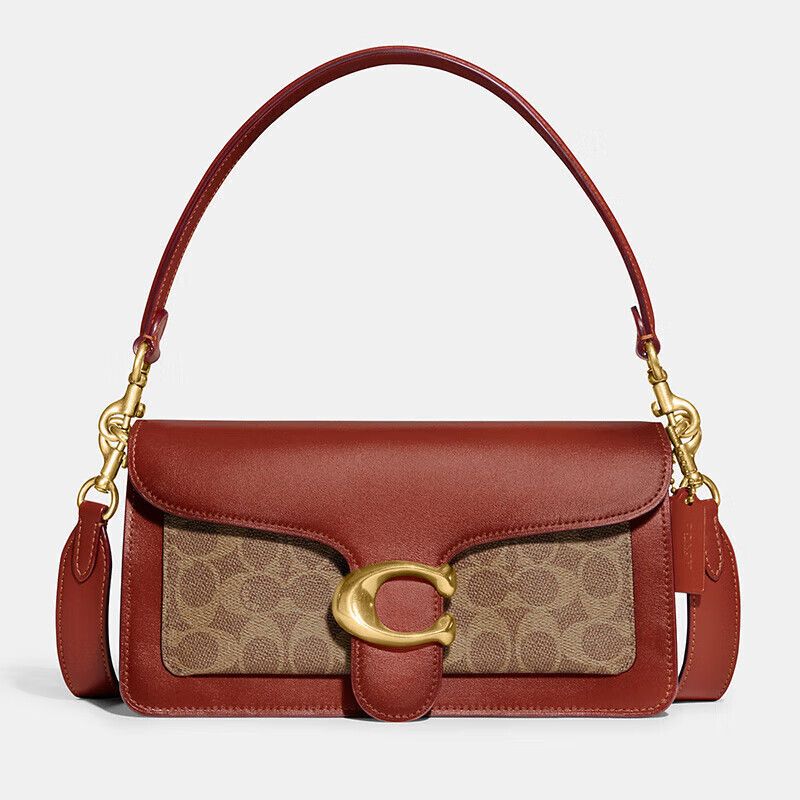 COACH/蔻驰 女士经典标志帆布TABBY单肩斜挎包时尚女包手提包拼色 CD324B4NQ4 美国进口 XUNAN 送礼好物