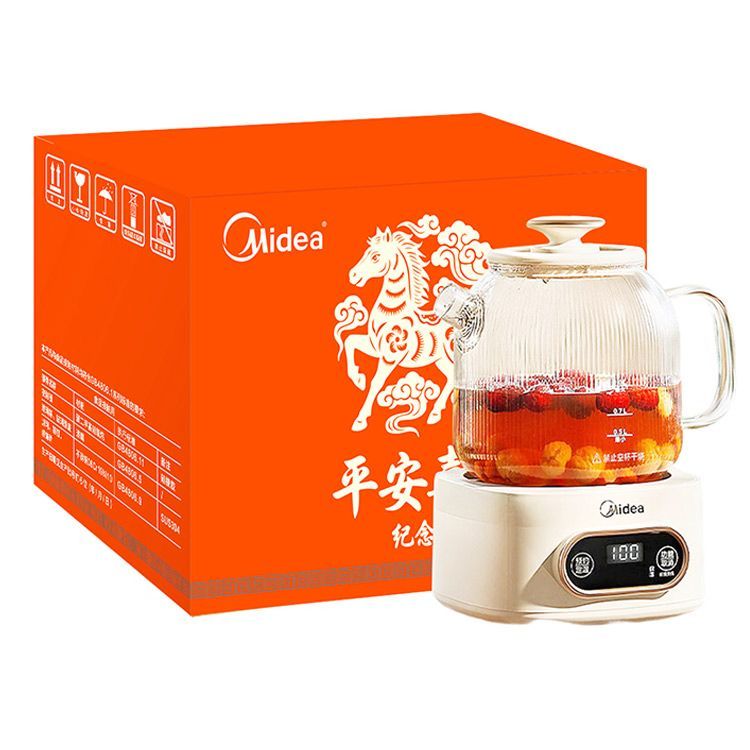 美的 花漾0胶水全玻璃全自动养生壶办公室煮茶壶烧水壶恒温电热水壶煮茶器花茶壶1L YS10B101