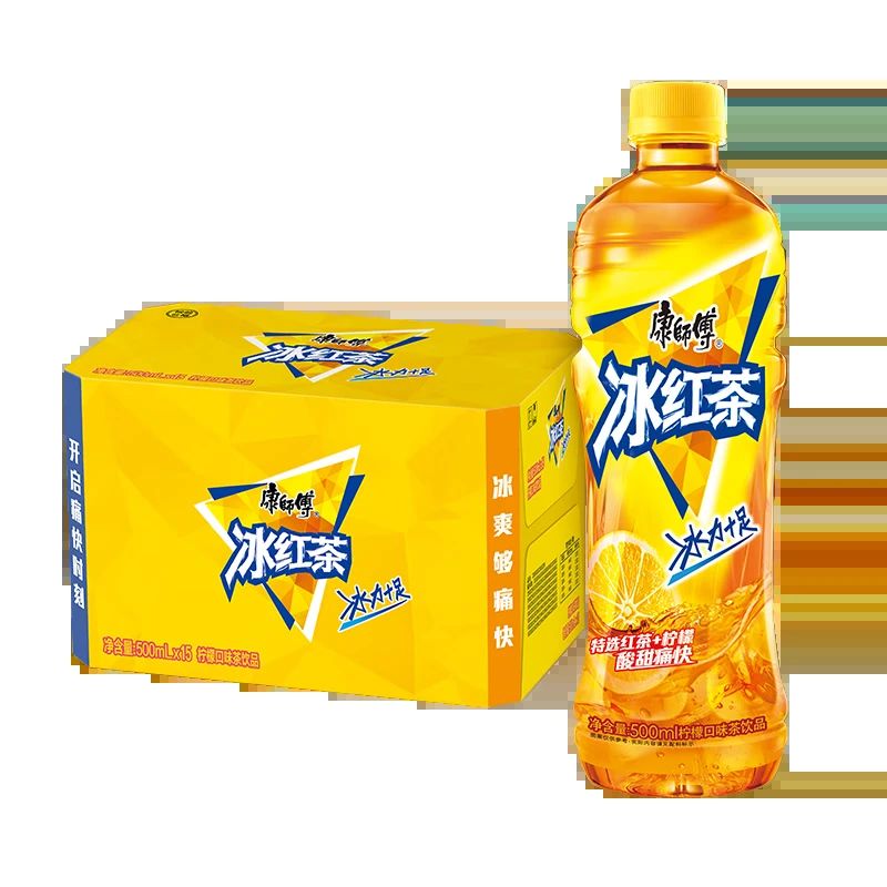 京东直供 康师傅 冰红茶 柠檬味茶饮料 整箱量贩装 500ml*15瓶 热门商品