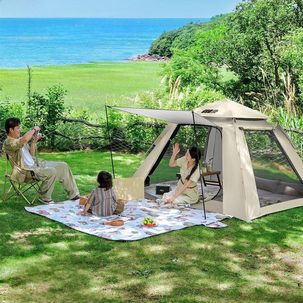 探险者 四面通透观景网纱帐篷【自带门厅】防雨透气野外露营银胶帐篷