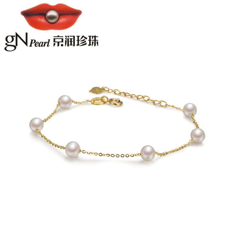 gN pearl/京润珍珠 缘定 18K金淡水珍珠手链