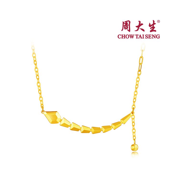 周大生 黄金足金999套链锁骨套链生肖蛇系列微笑灵蛇礼物计价