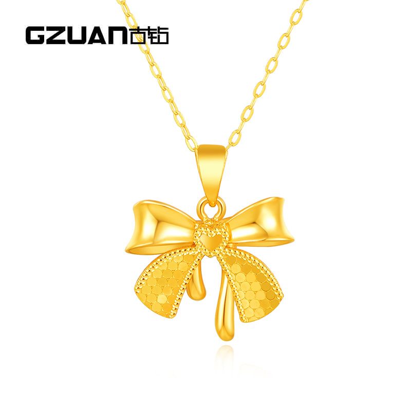 古钻 GZUAN珠宝 黄金吊坠 足金999大蝴蝶时尚女士吊坠  HJD0012