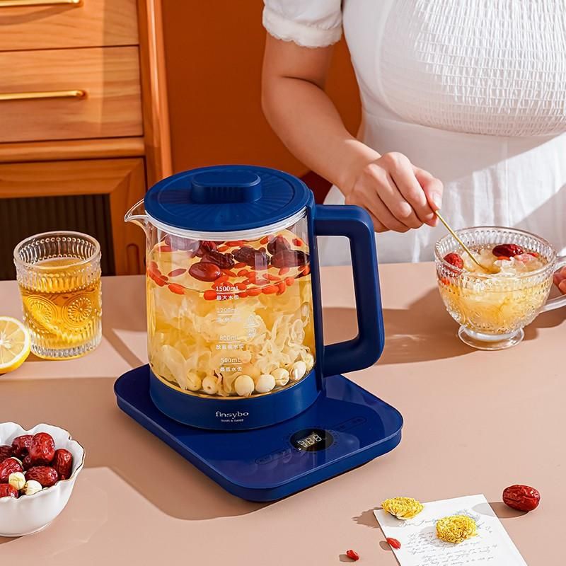 易购 finsybo布罗克多功能养生壶 家用多功能加厚玻璃煎药壶煮茶壶办公室小型烧水壶F-EKS15M