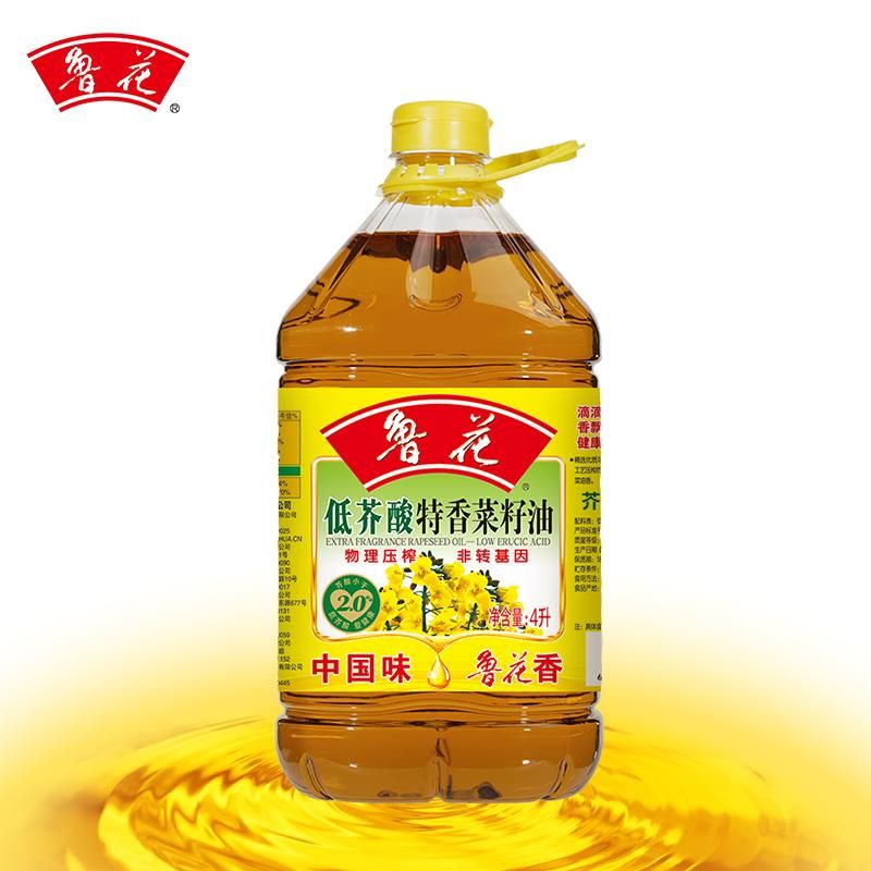 天猫 【鲁花直营】 鲁花 低芥酸特香菜籽油4L 非转基因 物理压榨 .