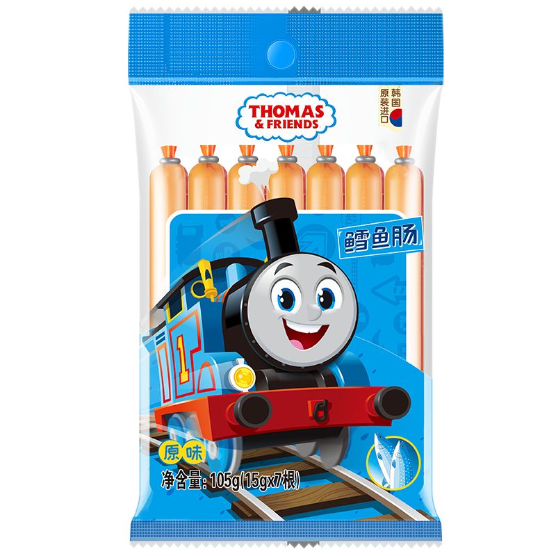 京东直供 小火车（THOMAS & FRIENDS）托马斯深海鳕鱼肠 韩国进口宝宝零食儿童0添加鱼肉肠 原味105g