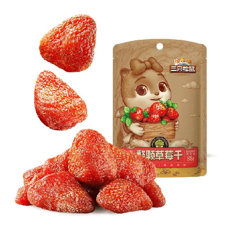 天猫 三只松鼠草莓干88gx1袋办公室网红蜜饯果脯水果干即食儿童零食 无规格 .