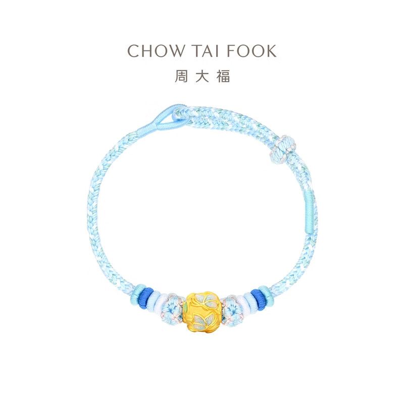 周大福 蝴蝶鎏彩黄金转运珠女配绳 EOR1387 定价 送女友 礼物
