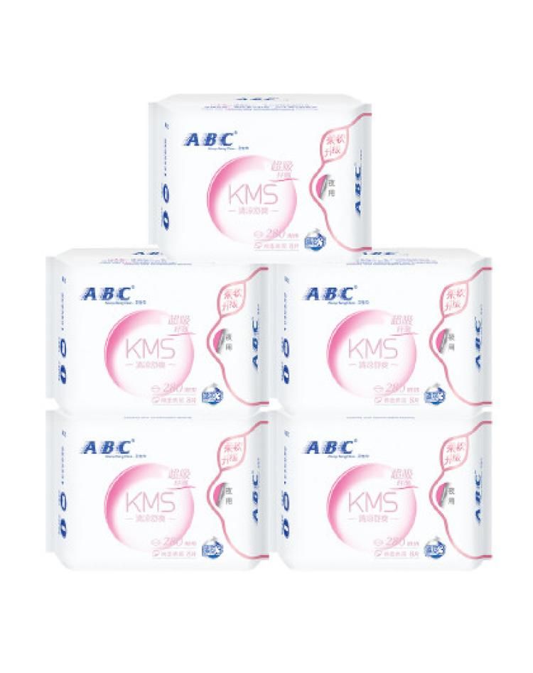 ABC 【全夜用】KMS健康配方棉柔舒爽纤薄透气超值卫生巾5包40片 280mm*40 均码（F）