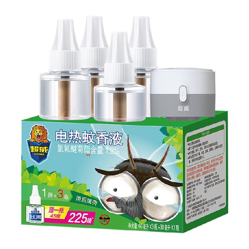 天猫 超威电蚊香液雨后薄荷驱蚊液4瓶1器有效驱蚊225晚插电式灭蚊香液 无规格 .
