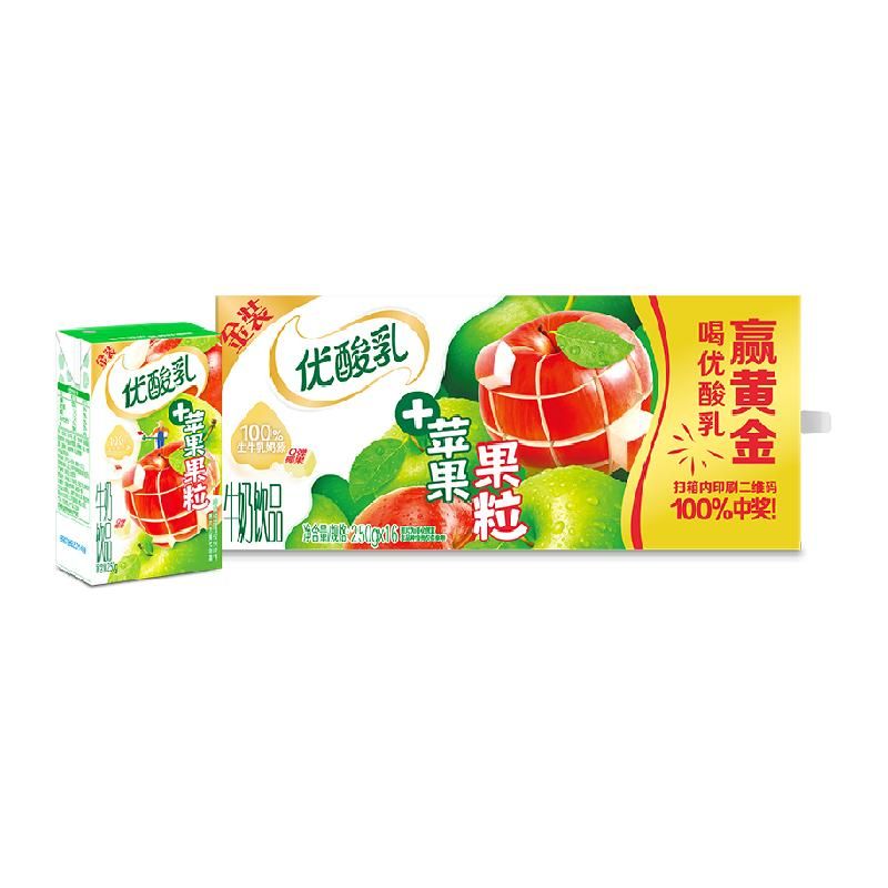 天猫 伊利优酸乳苹果味果粒酸奶饮品250g*16盒整箱 无规格 .