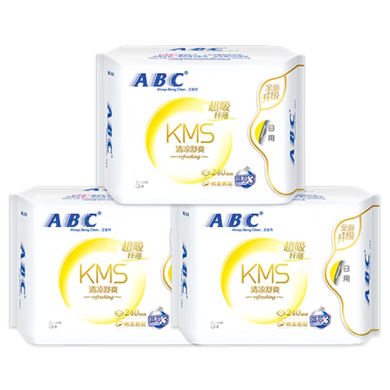 京东直供 ABC【品牌直供安心品质】日用卫生巾组合 姨妈巾套装KMS纤薄棉柔清新舒适240mm*24片