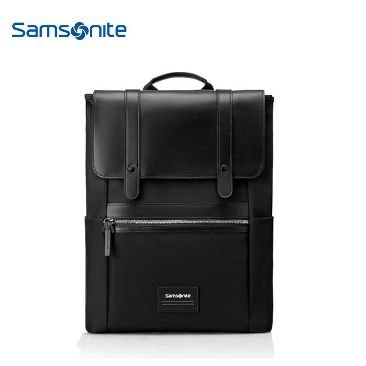 samsonite 新秀丽 CHIRON系列双肩包背包翻盖设计商务旅行通勤包 黑色NU4*09011