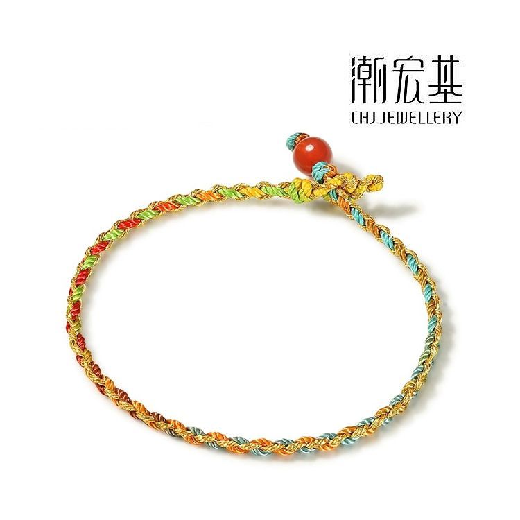 潮宏基 敦煌五彩手绳红金粗细版粉蓝缤纷配绳手饰绳子不含串珠 10061254