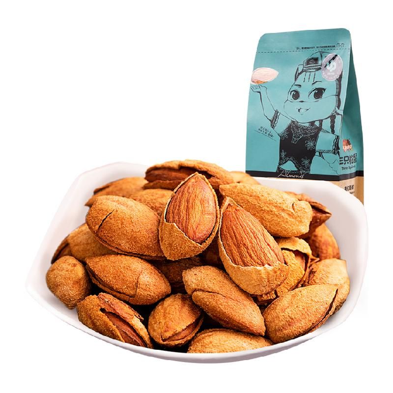 天猫 三只松鼠手剥巴旦木185g每日坚果炒货扁桃仁休闲食品零食干果杏仁 1件 .