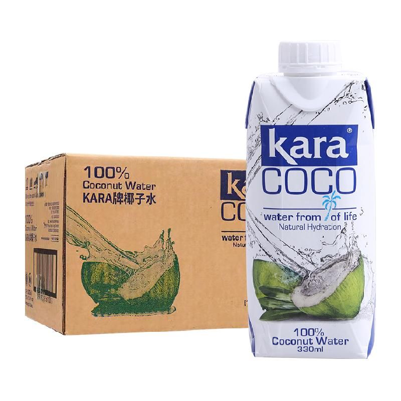 天猫 印尼进口Kara果汁饮料100%椰子水330ml*12瓶整箱天然电解质水低卡 1件 .