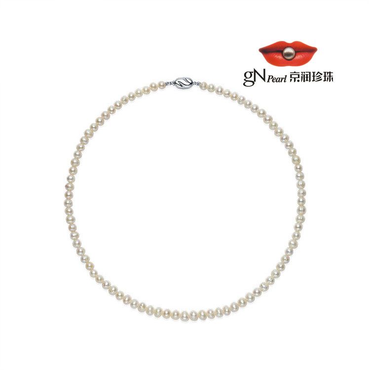 gN pearl/京润珍珠 朝露S925银淡水珍珠项链3-4mm白色