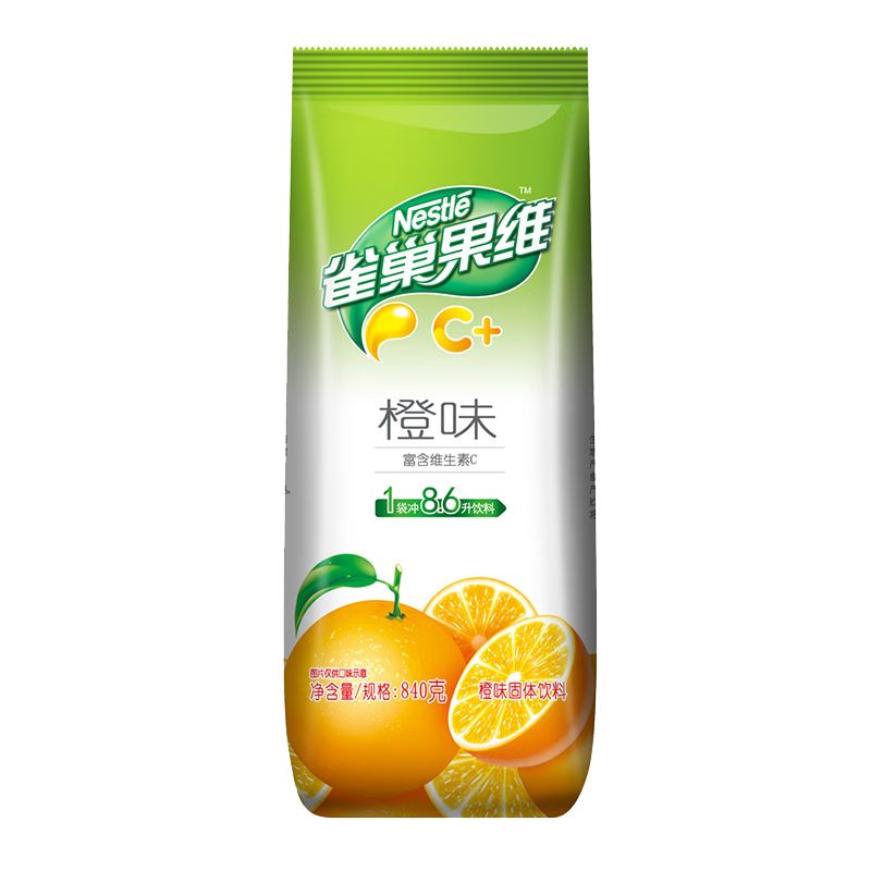 京东直供 雀巢（Nestle）果维C+橙汁味840g/袋 富含维C 低脂果珍冲饮果汁粉