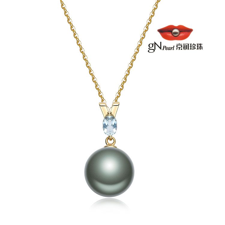 gN pearl/京润珍珠 尚琼 18K金大溪地海水珍珠吊坠10-10.5mm