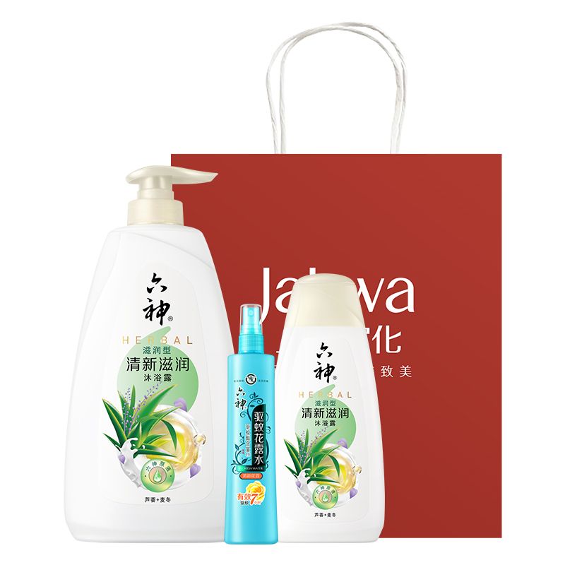 六神 夏季清凉3件套（清新滋润沐浴露1L+花露水80ml+沐浴露200ml) 