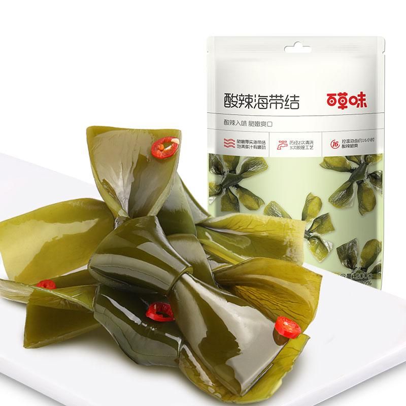 天猫 百草味酸辣海带结200g*1袋海带丝小包装海味即食海鲜小吃网红零食 无规格 .